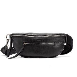 New Hammitt Charles Crossbody Belt/Bum Bag  Medium Black Leather/Gunmetal - NWT
